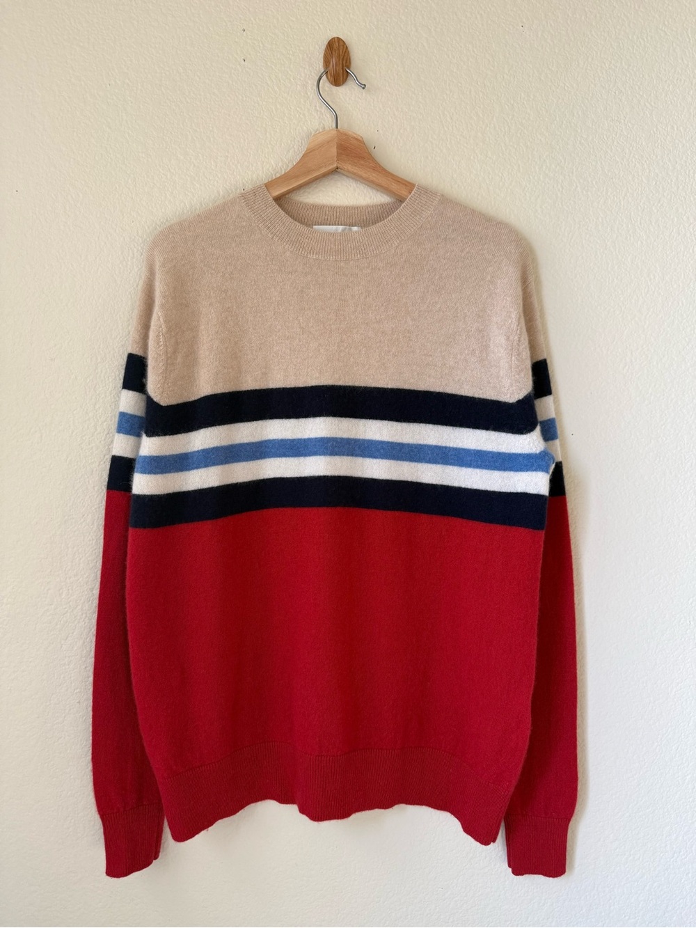 LERET LERET 100% Fine Mongolian Cashmere Colorblock Sweater Unisex Size S